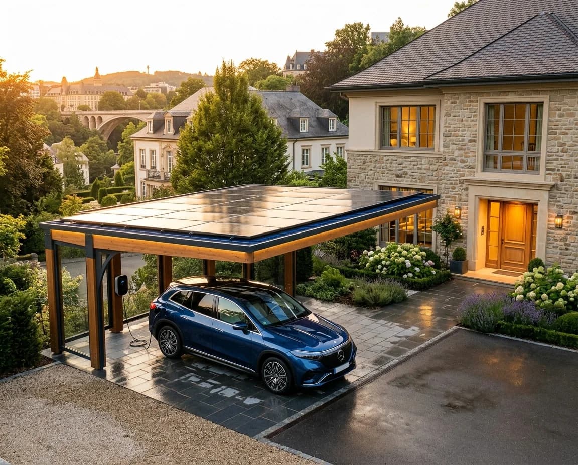 Carport solaire — recharge à l'énergie verte
